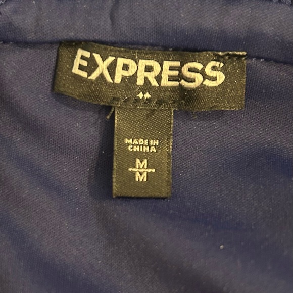 Express Navy Blue Plunge V-Neck Lace Up Midi Dress Size Medium - Picture 5 of 5